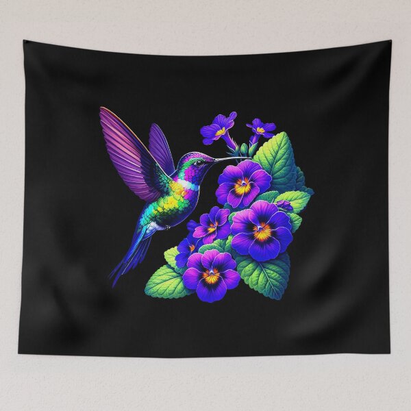 Item preview, African Violets Flowers Hummingbirds Home Flower Garden Art designed and sold by LindaRuby1.