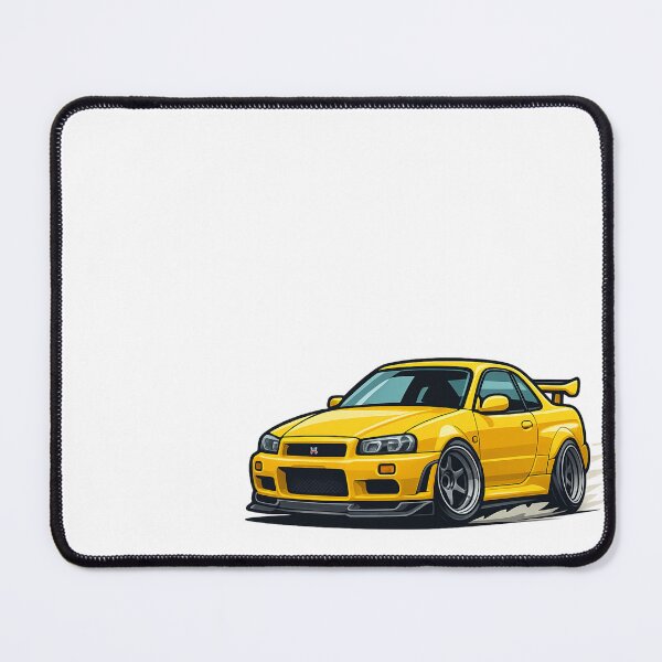 Item preview, Chibi Nissan Skyline R34 GTR Yellow Tuner Car Illustration designed and sold by Joyfulimaginery.