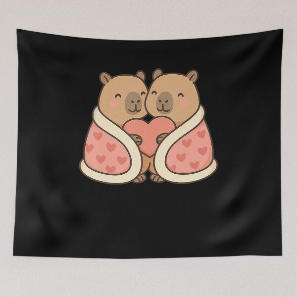 Item preview, Two Capybaras In Heart Blanket Valentine Illustration designed and sold by LeanneSandra.