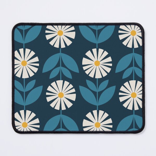 Item preview, Retro Mid Century Danish Mod Blue Daisy Floral designed and sold by RetroMaggie.