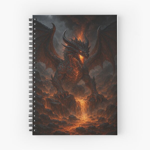 Item preview, Volcanic Fire Dragon Erupting from Molten Lava – Epic High Fantasy Art designed and sold by leen12 Art Designs Prints.