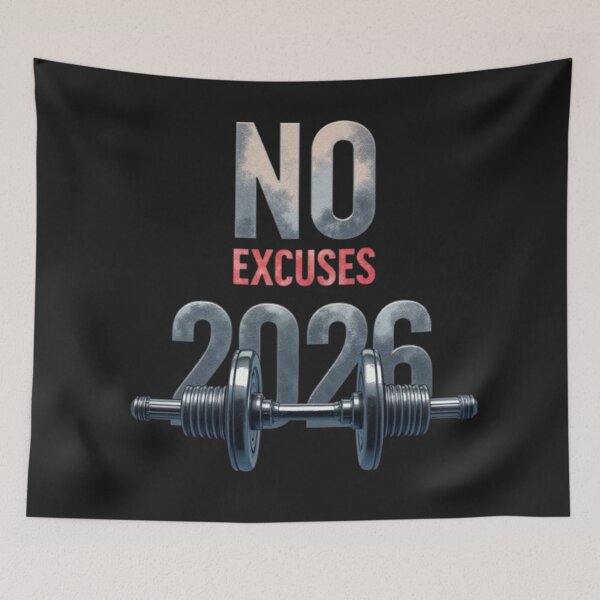 Item preview, No Excuses 2026 - Fitness Journal Gym Motivation Workout Planner designed and sold by Antik by Schulz.