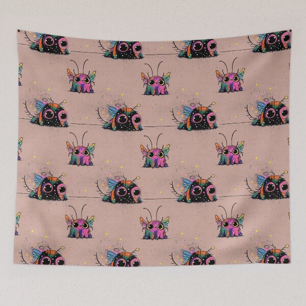 Item preview, Rainbow Fuzzy Bug Creature | Spooky Cute Kawaii Insect Art designed and sold by Ai Enchanted Art | Cottagecore • Whimsigoth • Aesthetic Designs.