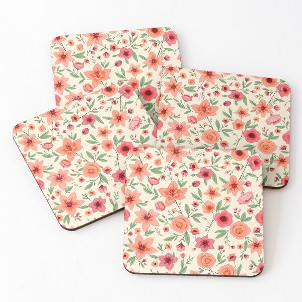Item preview, Biblical Blooms Seamless Pattern – Rose, Lily & Pomegranate Blossom | Pink & Orange Boho Scandinavian Floral Design designed and sold by jteart.