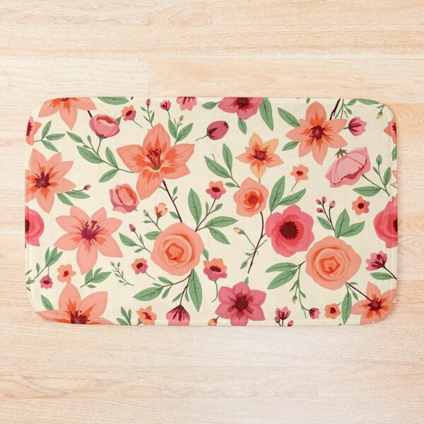 Item preview, Biblical Blooms Seamless Pattern – Rose, Lily & Pomegranate Blossom | Pink & Orange Boho Scandinavian Floral Design designed and sold by jteart.