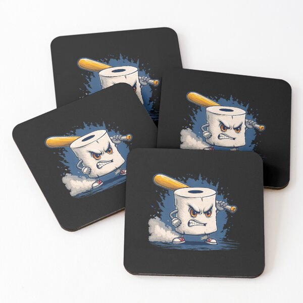 Item preview, Angry Looking Toilet Paper With Baseball Bat In Cool Colors designed and sold by MarcellaTerri.