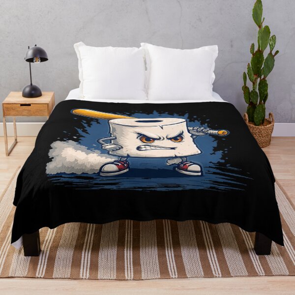 Item preview, Angry Looking Toilet Paper With Baseball Bat In Cool Colors designed and sold by MarcellaTerri.