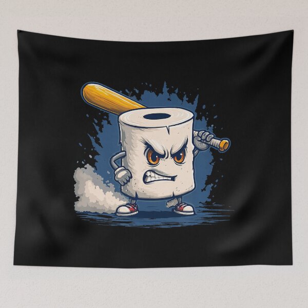 Item preview, Angry Looking Toilet Paper With Baseball Bat In Cool Colors designed and sold by MarcellaTerri.