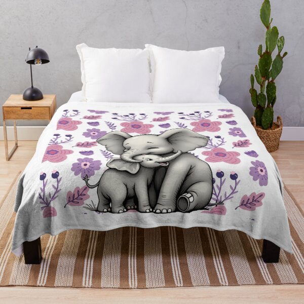 Item preview, Elephant and baby. Cute animal design with flowers designed and sold by SofikoDesigns.