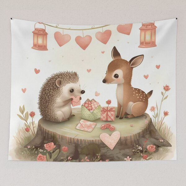 Item preview, Valentine’s Woodland Bunny & Bird • Whimsical Heart Garland Prep Art designed and sold by WildlifeWhimsy.
