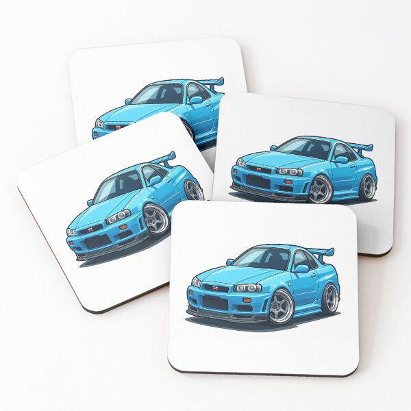 Item preview, Chibi Nissan Skyline R34 GTR Blue Tuner Car Illustration designed and sold by Joyfulimaginery.