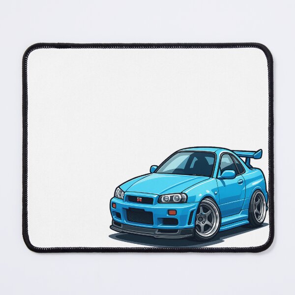 Item preview, Chibi Nissan Skyline R34 GTR Blue Tuner Car Illustration designed and sold by Joyfulimaginery.