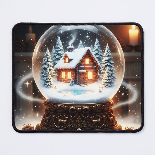 Item preview, Magical Snow Globe – Cozy Cabin & Sparkling Holiday Fantasy Art designed and sold by happy mongolia.
