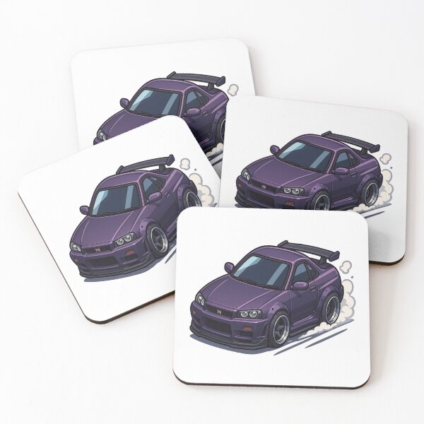 Item preview, Chibi Nissan Skyline R34 GTR Midnight Purple Tuner Car Illustration designed and sold by Joyfulimaginery.
