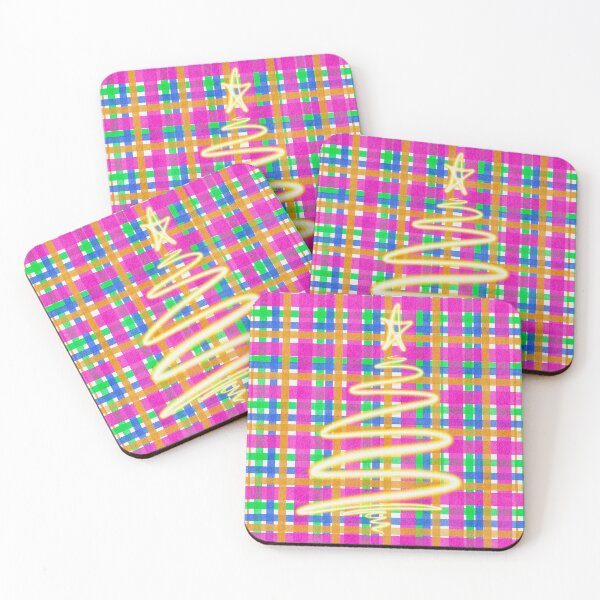 Item preview, Glowing Christmas Tree on Pink and Green Plaid designed and sold by HydrangeaDelMar.