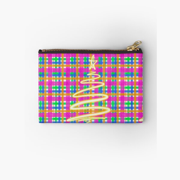 Item preview, Glowing Christmas Tree on Pink and Green Plaid designed and sold by HydrangeaDelMar.