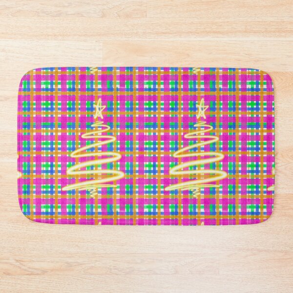 Item preview, Glowing Christmas Tree on Pink and Green Plaid designed and sold by HydrangeaDelMar.