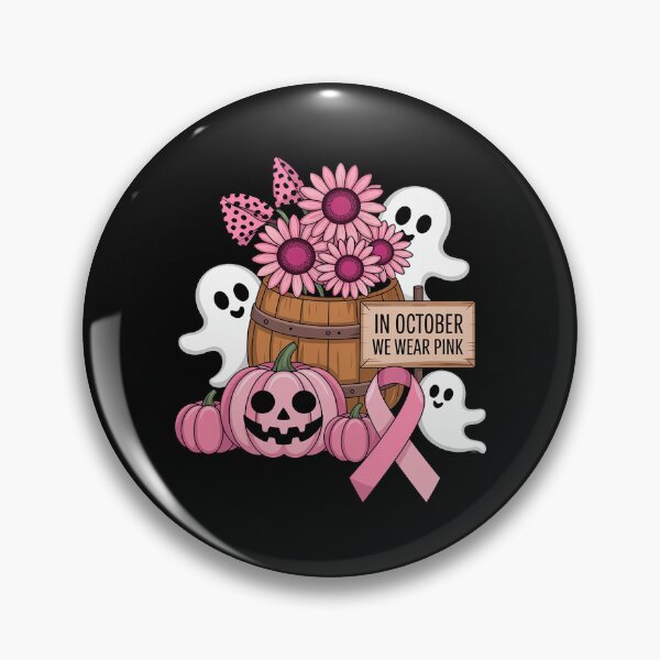 Item preview, In October We Wear Pink Ghosts & Pumpkins For Breast Cancer designed and sold by EntroRhim.