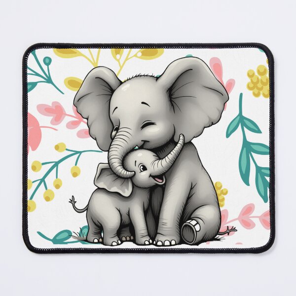 Item preview, Elefante y cría. Bonito diseño de animal con flores. designed and sold by SofikoDesigns.
