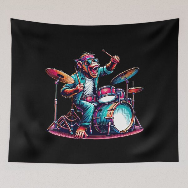 Item preview, Cute Monkey Playing Drums Monkeys Drummer Music designed and sold by ElaineEsther.