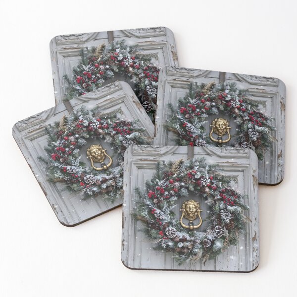 Item preview, Winter Wreath on Weathered Door - Snowy Christmas Decor designed and sold by Benja & Co..