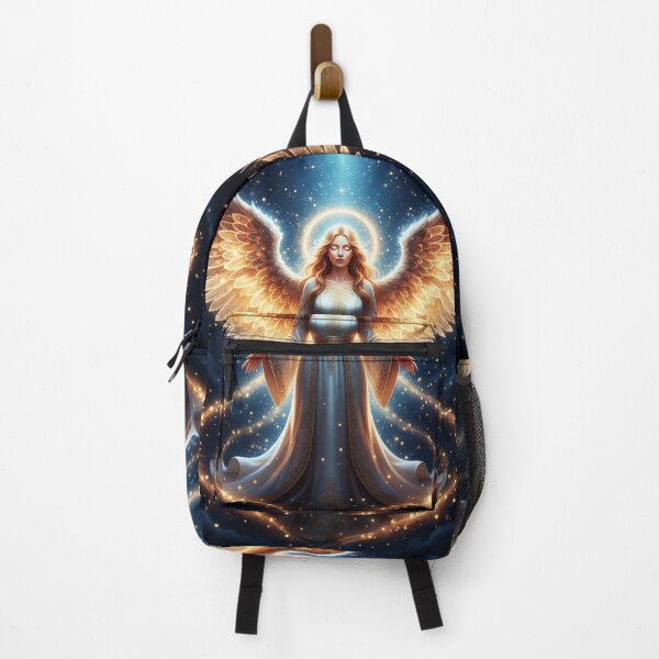 Item preview, Beautiful Glowing Christmas Angel – Golden Wings Fantasy Holiday Art designed and sold by happy mongolia.