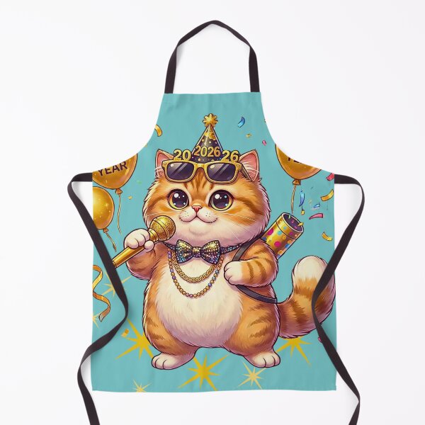 Item preview, Funny Chubby Cat Singing Karaoke Happy New Year 2026 | Party Star with Gold Mic designed and sold by E-SarnEdge.