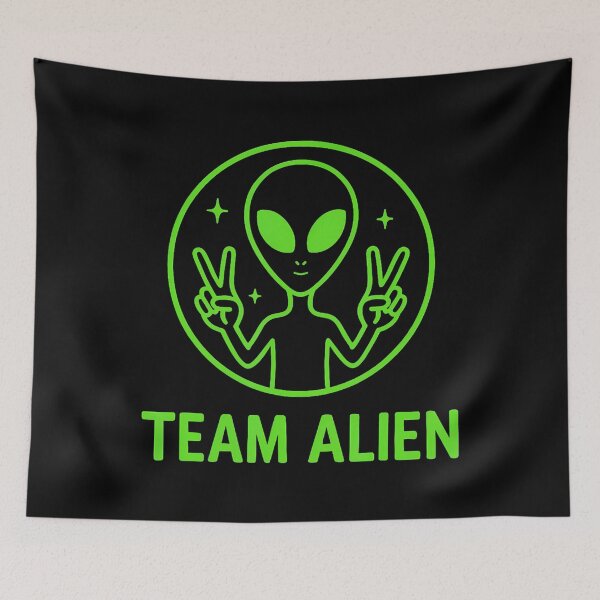 Item preview, Team Alien Funny Green Extraterrestrial Peace Sign Cartoon designed and sold by KristinTara.