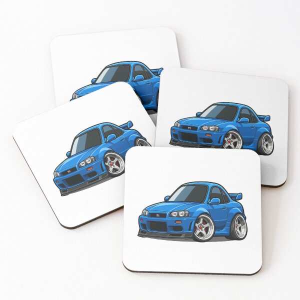 Item preview, Chibi Nissan Skyline R34 GTR Blue Tuner Car Illustration designed and sold by Joyfulimaginery.