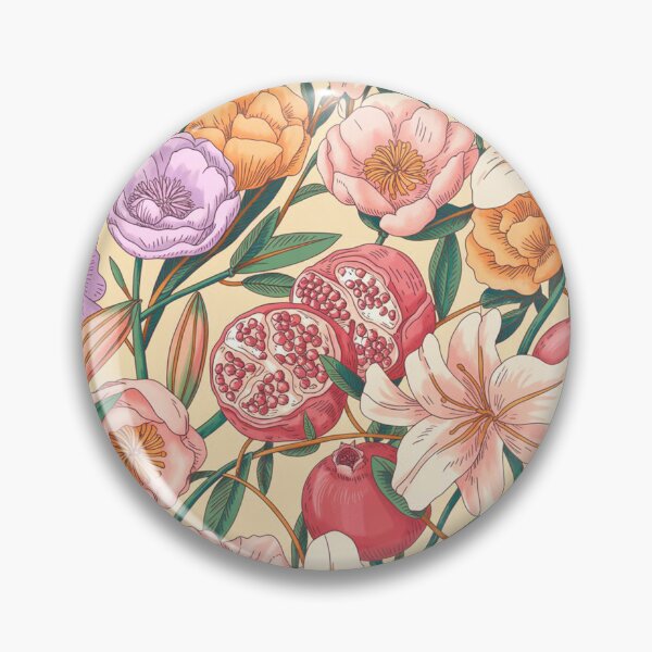 Item preview, Whimsical Bible Flowers – Doodle Lily, Rose & Pomegranate Blossom | Colorful Pink, Purple, Orange & Yellow Seamless Pattern designed and sold by jteart.