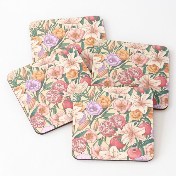 Item preview, Whimsical Bible Flowers – Doodle Lily, Rose & Pomegranate Blossom | Colorful Pink, Purple, Orange & Yellow Seamless Pattern designed and sold by jteart.