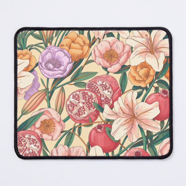 Item preview, Whimsical Bible Flowers – Doodle Lily, Rose & Pomegranate Blossom | Colorful Pink, Purple, Orange & Yellow Seamless Pattern designed and sold by jteart.