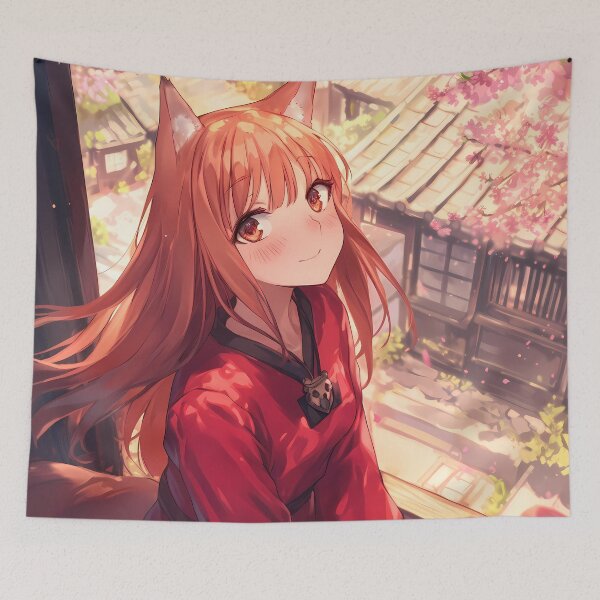 Item preview, Warm Blooming Spring With Holo Spice And Wolf Anime Girl designed and sold by Raslbazola.