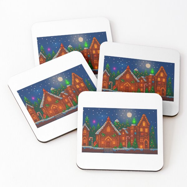 Item preview, Blocky Pixel Art Snowy Village Christmas Sticker designed and sold by CozyCreatureCo.
