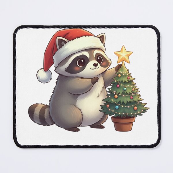 Item preview, Raccoon Christmas Tree | Cute Raccoon Decorating Xmas Lights | Holiday Magic designed and sold by wilnickvisuals.