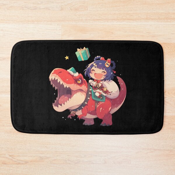 Aperçu de l'œuvre Xiangling Genshin Impact Game Chibi Christmas T-Rex Snowy Joyride créée et vendue par Raslbazola.