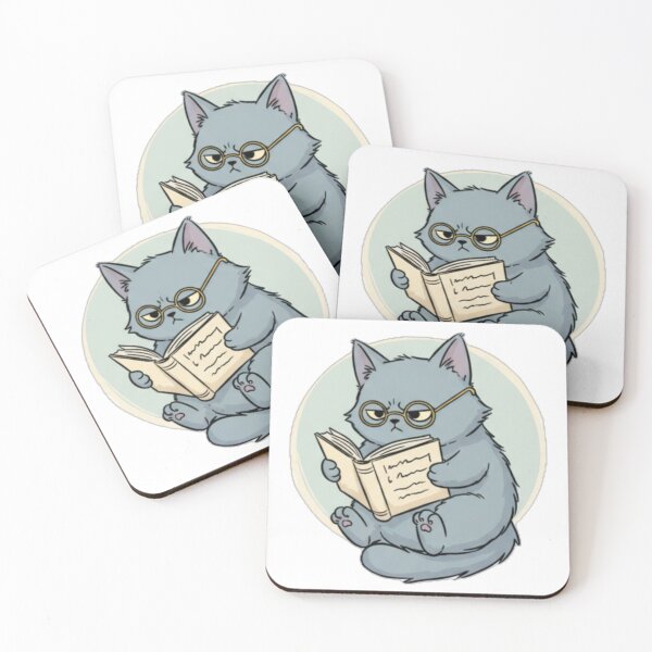 Item preview, The Grumpy Bookworm Cat With Golden Glasses designed and sold by MartinxMarie.