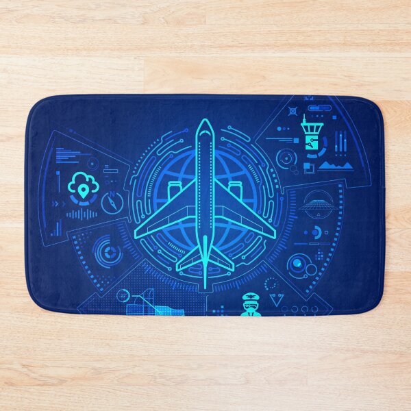 Item preview, aviation technology or aerospace engineering, graphic of airplane with control tower interface designed and sold by NiamLab.