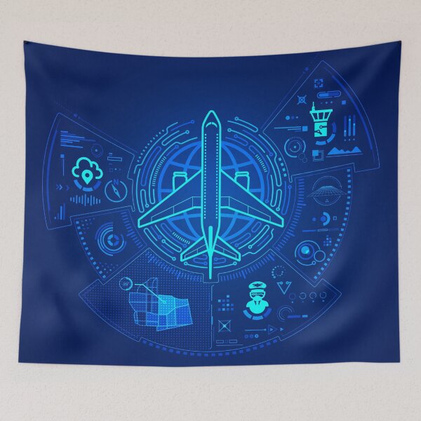 Item preview, aviation technology or aerospace engineering, graphic of airplane with control tower interface designed and sold by NiamLab.