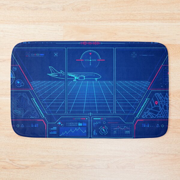 Item preview, aviation technology or aerospace engineering, graphic of airplane with air control tower interface designed and sold by NiamLab.