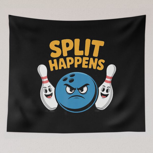 Item preview, Split Happens Funny Bowling Ball And Pins designed and sold by GeorgeneCharlo.