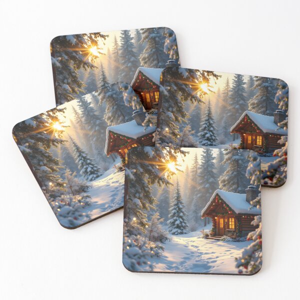 Item preview, Cozy Christmas Cabin Glow designed and sold by DreamyWallVibes.