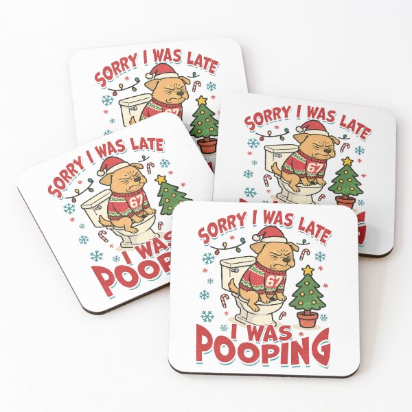 Item preview, Sorry I’m Late I Was Pooping Funny Dog Pooping Christmas 67 meme designed and sold by MackenzieBin.
