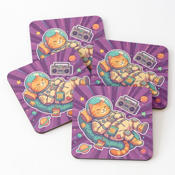 Item preview, Interstellar Chill: Groovy Cat Astronaut on Bean Bag designed and sold by iwzzuel.