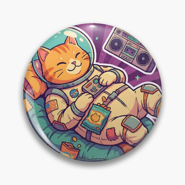 Item preview, Interstellar Chill: Groovy Cat Astronaut on Bean Bag designed and sold by iwzzuel.