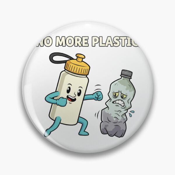 Item preview, Reusable Water Bottle No More Plastic Cartoon Eco Message designed and sold by chattsuede.