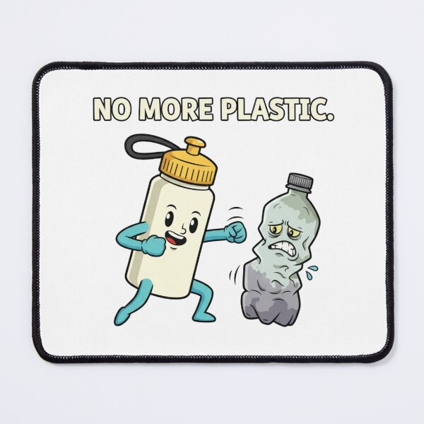 Item preview, Reusable Water Bottle No More Plastic Cartoon Eco Message designed and sold by chattsuede.