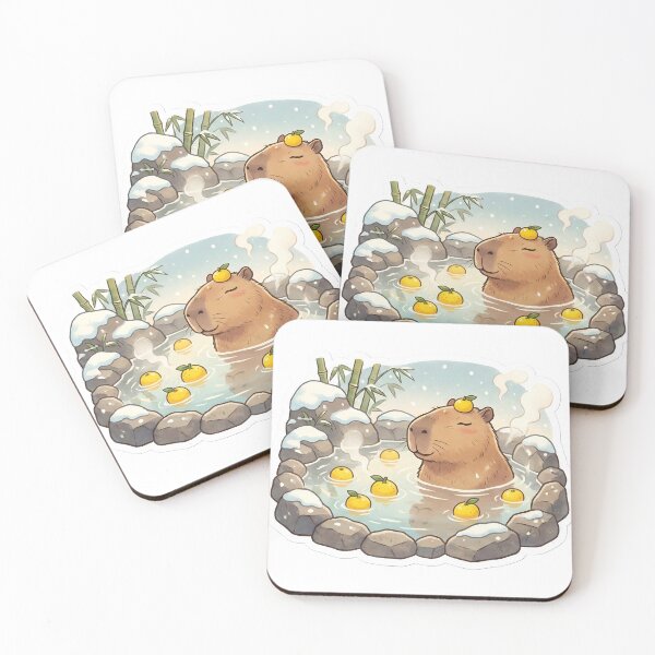 Item preview, Capybara Hot Spring Yuzu Bath Chill Winter designed and sold by StickyGuys.