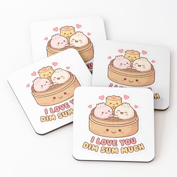 Item preview, Kawaii Dim Sum Pun "I Love You Dim Sum Much" Valentine's designed and sold by StickyGuys.