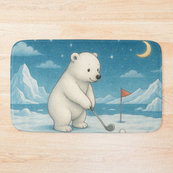Item preview, Little polar bear plays golf designed and sold by Mauswohn.
